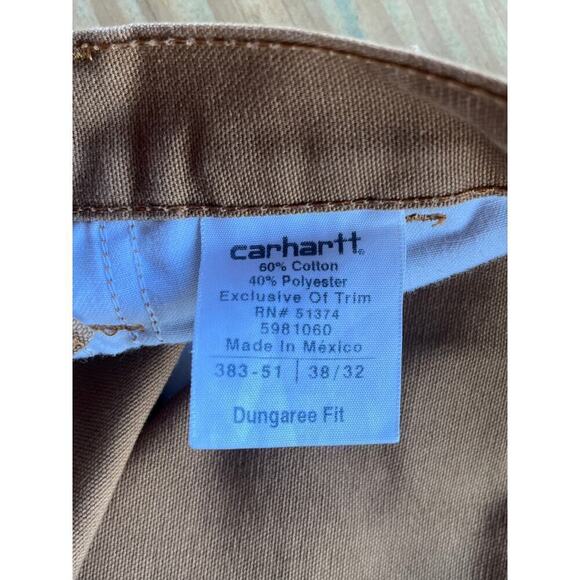 Carhartt Men's Dungaree Fit Canvas Pants. Tan. Work Pants. Size 38/32 - Picture 5 of 5